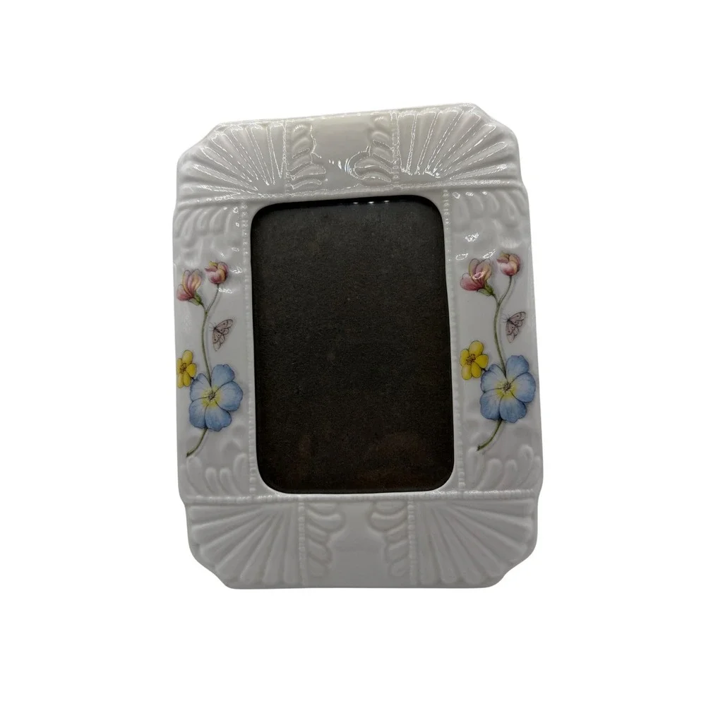 Aynsley Wild Tudor Fine Bone China Picture Frame Floral Butterfly England 7x5.5